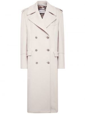 Παλτό με πετραδάκια Philipp Plein λευκό