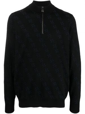 Жакардов плетен пуловер Billionaire черно