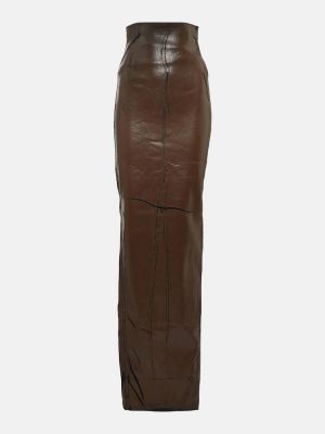 Długa spódnica z wysoką talią bawełniana Rick Owens brązowa
