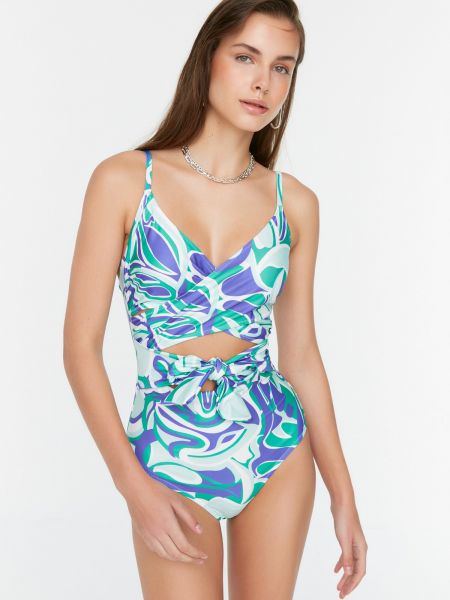 Bikini cu imprimeu abstract Trendyol violet