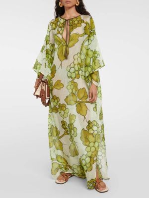 Шелковое платье с принтом Etro зеленое
