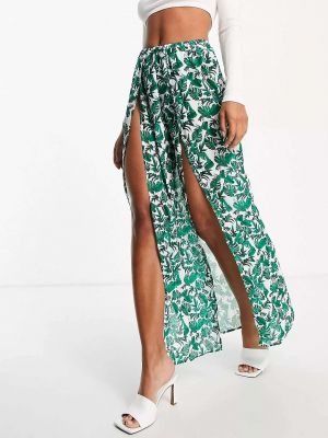 Длинная юбка с принтом с тропическим принтом Unique21