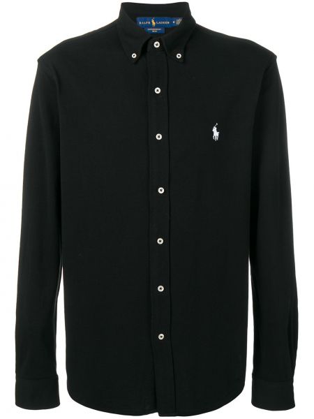 Pérová košeľa s výšivkou Polo Ralph Lauren čierna