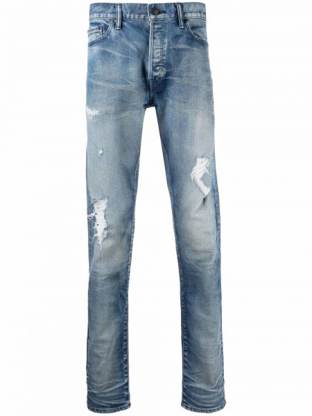 Modré skinny džíny s oděrkami John Elliott