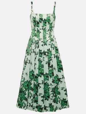 Virágos midi ruha Emilia Wickstead zöld