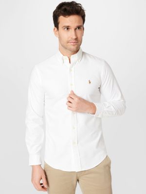 Medvilninė siuvinėta marškiniai Polo Ralph Lauren balta