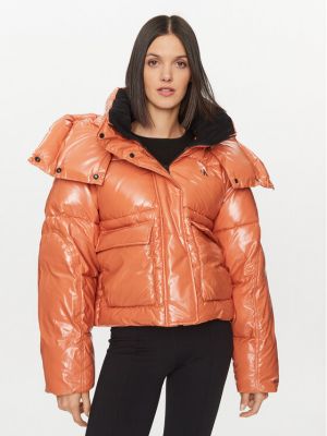 Pernata traper jakna oversized Calvin Klein Jeans narančasta