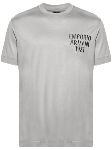 Lyocellové tričko s výšivkou Emporio Armani sivá