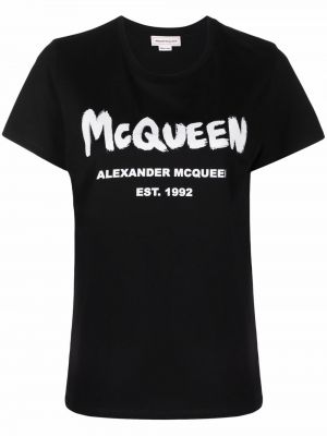 Trykt t-skjorte Alexander Mcqueen svart