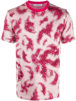 Žakárové tričko s potiskem Maccapani růžové
