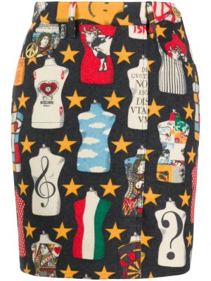 Vlněné přiléhavé mini sukně na zip Moschino Pre-owned - černá
