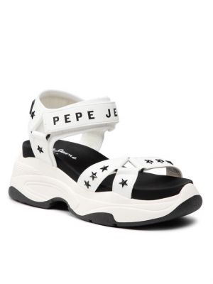 Със звездички сандали Pepe Jeans бяло
