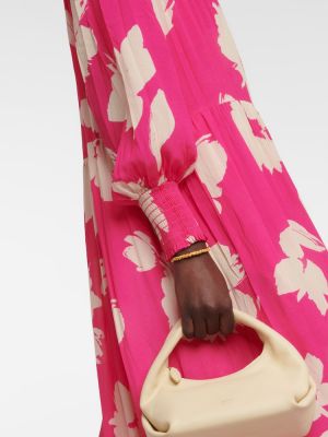 Aksamitna sukienka długa z nadrukiem Velvet różowa