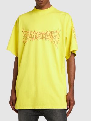 Kokvilnas t-krekls Balenciaga dzeltens