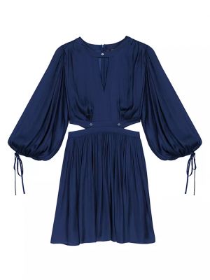 Короткое атласное платье Maje, темно-синий