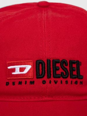 Czapka z daszkiem bawełniana Diesel czerwona