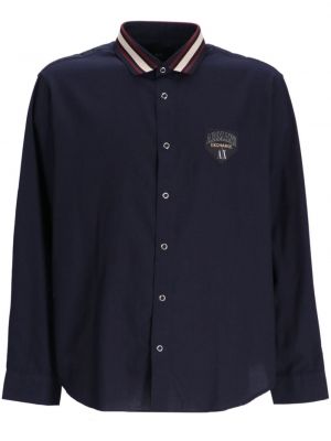 Βαμβακερό πουκάμισο Armani Exchange μπλε