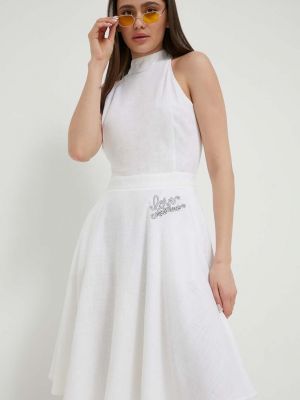 Viskózové mini šaty s aplikacemi Love Moschino - bílá