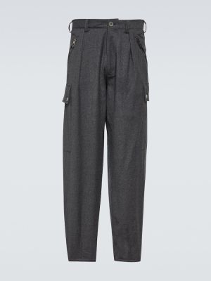 Vlněné cargo kalhoty Giorgio Armani šedé