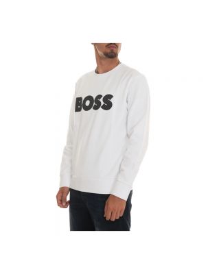 Sweatshirt mit rundhalsausschnitt Boss weiß