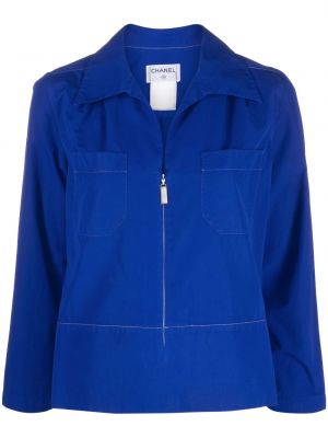 Памучна блуза с цип Chanel Pre-owned синьо