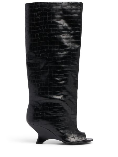 Kožené kotníkové boty z imitace kůže Gia Borghini černé