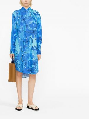 Robe chemise à fleurs Marni bleu