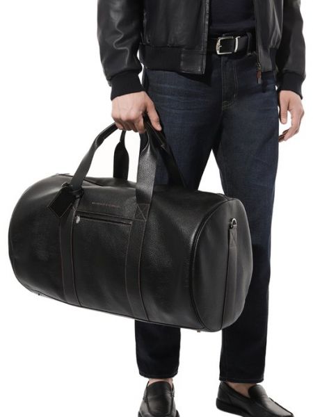 Кожаная дорожная сумка Brunello Cucinelli черная