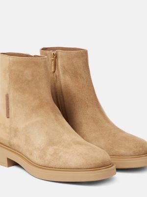Ankle boots zamszowe Gianvito Rossi beżowe