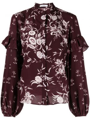 Svilena bluza s cvjetnim printom s printom Erdem