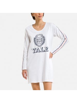 Camisón de algodón manga larga Yale blanco