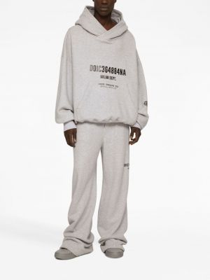 Pantalon de joggings en coton à imprimé Dolce & Gabbana gris