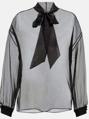 Svilena bluza od šifona Valentino crna
