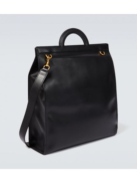 Кожени шопинг чанта Valentino Garavani черно