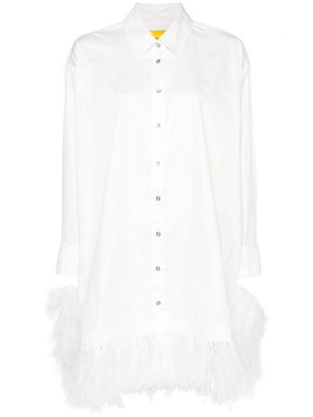 Košeľové šaty s perím Marques'almeida biela