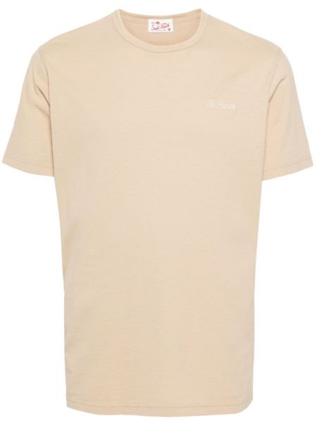 Bavlněné tričko s výšivkou Mc2 Saint Barth béžové