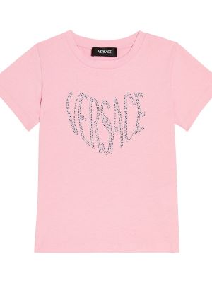 Trøje bomuld t-shirt for piger Versace Kids pink