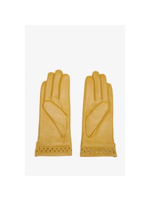 Желтые кожаные перчатки Estro