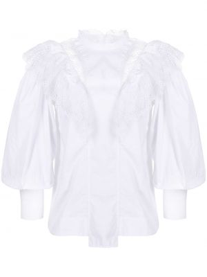 Ruffle bluse Ganni hvit