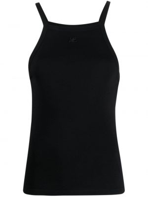 Bavlněný tank top s výšivkou Courrèges černý