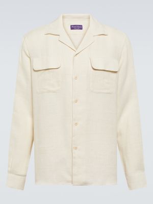 Ľanová košeľa Ralph Lauren Purple Label fialová