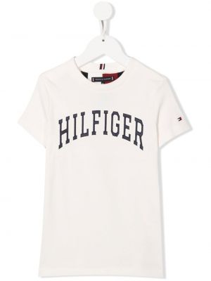 T-shirt med broderi för tjejer Tommy Hilfiger Junior vit