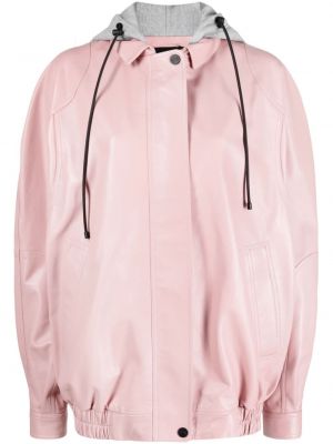 Usnjena jakna s kapuco The Mannei roza