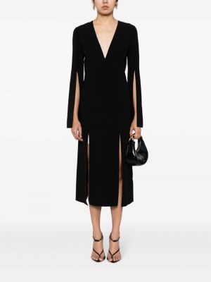 Midi šaty s výstřihem do v Michael Kors Collection černé