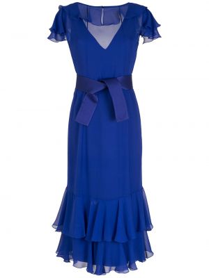 Jedwabna sukienka wieczorowa Gloria Coelho niebieska