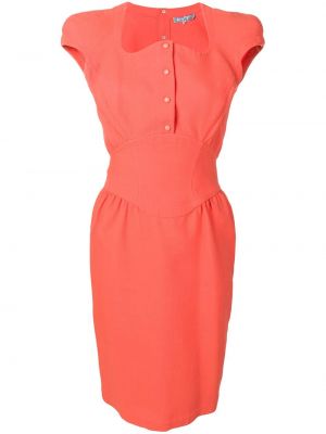 Bavlněné mini šaty s hranatým výstřihem s krátkými rukávy Thierry Mugler Pre-owned - oranžová