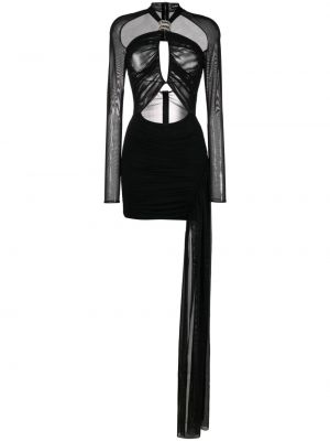 Křišťálové koktejlové šaty David Koma černé