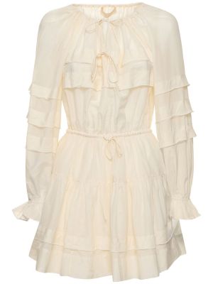 Kokvilnas zīda mini kleita Ulla Johnson balts