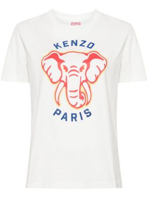 Bavlnené tričko s potlačou Kenzo biela