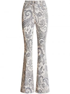 Paisley-muster mustriline alt laienevad teksapüksid Etro valge